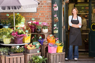 Florist Outside Her Shop